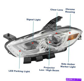 USヘッドライト 13 14 15 16ドッジダーツLEDバーハロゲンプロジェクターヘッドライトランプクロームLH + RH For 13 14 15 16 Dodge Dart LED Bar Halogen Projector Headlight Lamp Chrome LH+RH