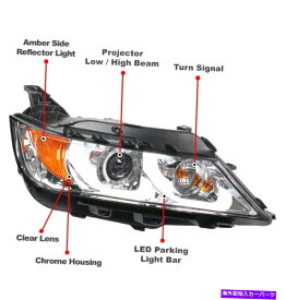 USヘッドライト 14~19のシボレーインパラLEDチューブハロゲンプロジェクターヘッドライトクロム左+右 For 14-19 Chevy Impala LED Tube Halogen Projector Headlights Chrome Left+Right