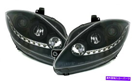 USヘッドライト 昼間の走行灯のための黒いヘッドライト04からの座席のトレドレオンアルテア Black Headlights with daytime running lights FOR Seat Toledo Leon Altea from 04-