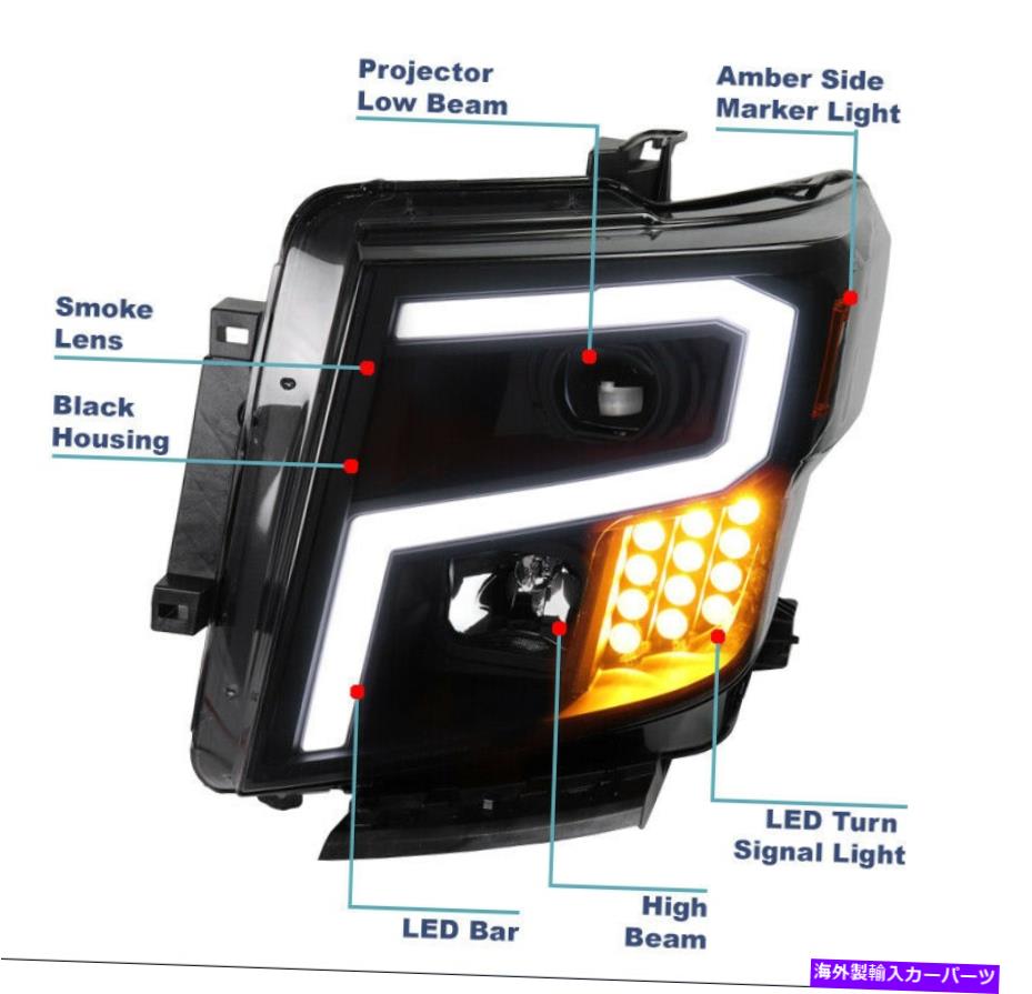 USヘッドライト 2016-2019 Titan XD LEDチューブプロジェクターブラック スモークヘッドライトW   Blue DRLキット For 2016-2019 Titan XD LED Tube Projector Black Smoke Headlights w Blue DRL Kit