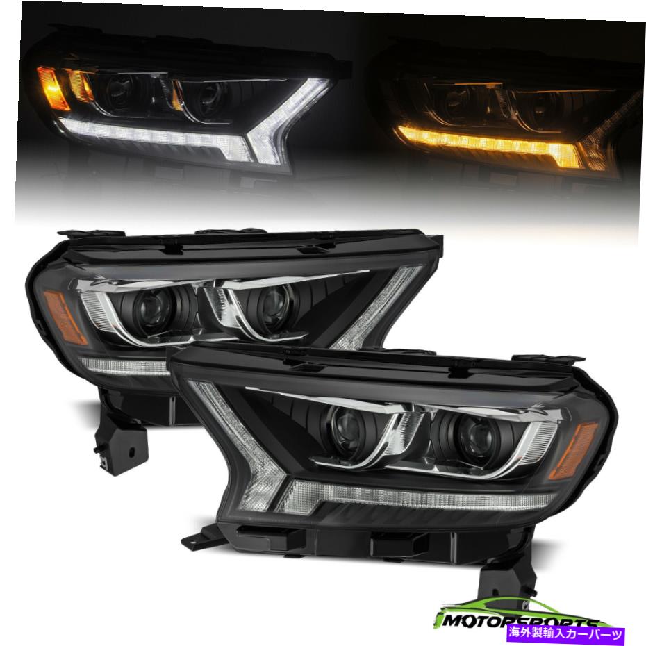 USヘッドライト フィット2019-2021フォードレンジャープロシリーズLED DRL  信号ブラックプロジェクターヘッドライト Fit 2019-2021 Ford Ranger PRO-Series LED DRL Signal Black Projector Headlights
