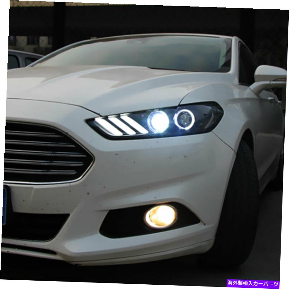 USヘッドライト Ford Fusion 2013-2016ヘッドライトダブルキセノンビームHIDプロジェクターLED DRL For Ford Fusion 2013-2016 Headlights Double Xenon Beam HID Projector LED DRL
