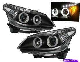 USヘッドライト 5シリーズE60 / E61 03-07 LED HaloプロジェクターハロゲンヘッドライトブラックV2 BMW LHD 5-Series E60/E61 03-07 LED Halo Projector Halogen Headlight Black V2 for BMW LHD