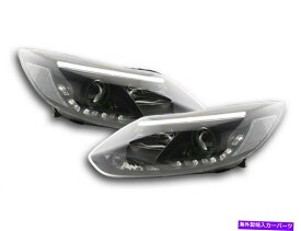 USヘッドライト フォードフォーカスMK3ブラックDRLヘッドライトヘッドランプデイタイムランニングライト2010+ FORD FOCUS MK3 BLACK DRL HEADLIGHTS HEADLAMPS DAYTIME RUNNING LIGHTS 2010+