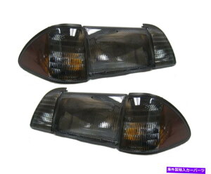 USwbhCg 1987N - 1993}X^OX[N6s[XwbhCgZbgW /ԏꁕߑ}[J[ 1987-1993 Mustang Smoked 6-Piece Headlights Set w/ Parking & Amber Side Markers