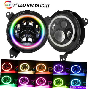 USwbhCg 7C`RGB LEDn[wbhCgDRLCgR{LbgW[vO[JL 18 19 20 7Inch RGB LED Halo Headlights DRL Lights Combo Kit For Jeep Wrangler JL 18 19 20