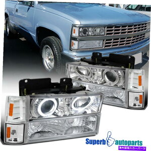 USwbhCg 1994-1999 C / K1500 LED HalovWFN^[wbhCg+R[i[op[v For 1994-1999 C/K1500 LED Halo Projector Headlights+Corner Bumper Lamps