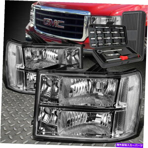 USwbhCg 07-13 GMC Sierra ChromenEWONAR[i[wbhCgwbhv+c[Zbg FOR 07-13 GMC SIERRA CHROME HOUSING CLEAR CORNER HEADLIGHT HEAD LAMPS+TOOL SET