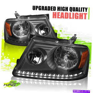 USwbhCg LED DRLjOCgnQwbhCgF150 04-08nEWOyA LED DRL Running Light Halogen Headlights for Ford F150 04-08 Black Housing Pair