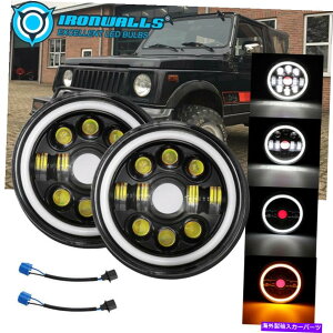 USwbhCg ؃TCSJ410̂߂HI / LO DRLr[tBbg̃yAEh7C`LEDwbhCgHI / LO DRLr[tBbg Pair Round 7 inch LED Headlight Hi/Lo DRL Beam Fit for Suzuki Samurai SJ410