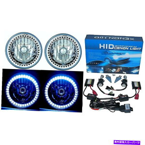 USwbhCg 7 "HIDzCgLEDn[OGWFACXwbhCg6000K 6KCgv̓dyA 7" HID White LED Halo Ring Angel Eyes Headlight 6000K 6K Light Lamp Bulbs Pair