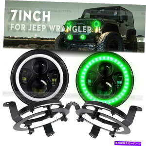 USwbhCg 7 "W[vO[JL 2019̂߂̃A_v^[t̃wbhCgƃ}EguPbgO 7" LED Headlights & Mounting Bracket Ring with Adapter For Jeep Wrangler JL 2019