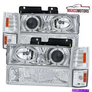 USwbhCg 1994-1998 C / K 1500 2500 3500 LED HalovWFN^[wbhCgR[i[op[ For 1994-1998 C/K 1500 2500 3500 LED Halo Projector Headlights Corner Bumper