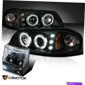 USwbhCg 2000-2005 Chevy Impala Black Halo LEDvWFN^[wbhCg+ H1nQd 2000-2005 Chevy Impala Black Halo LED Projector Headlights+H1 Halogen Bulbs