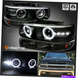 USwbhCg tBbg1999-2002 Silverado 2000-2006 Tahoe Black LEDvWFN^[wbhCg+op[ Fits 1999-2002 Silverado 2000-2006 Tahoe Black LED Projector Head Lights+Bumper