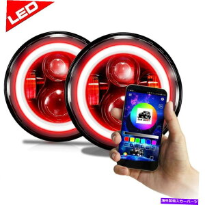 USwbhCg 7wbhCgLED RGBn[vWFN^[VgDRLpJEEPO[JK TJ LJ 2PCS 7 Headlight LED RGB Halo Projector Angel DRL for Jeep Wrangler JK TJ LJ 2pcs