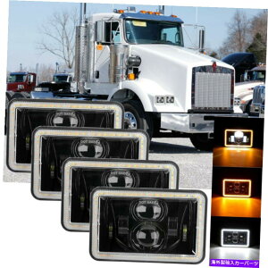 USwbhCg PeterBilt Kenworth T800 W900pAuxBeam 4x6 "LEDwbhCgubNvWFN^[DRL AUXBEAM 4x6" LED Headlights Black Projector DRL For Peterbilt Kenworth T800 W900