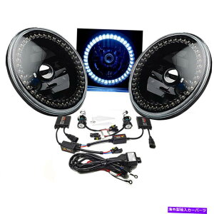 USwbhCg 7 "HIDzCgLEDn[OGWFACXubNwbhCg6KCgv̓dyA 7" HID White LED Halo Ring Angel Eyes Black Headlight 6K Light Lamp Bulbs Pair