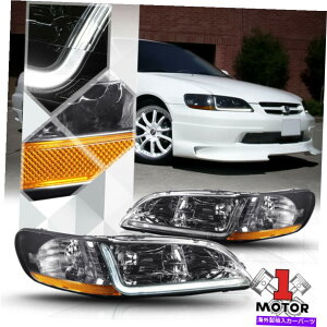 USwbhCg 98-02z_AR[ĥ߂̃CgAo[VOi𑖂鉌̐FwbhCgLED Smoke Tinted Headlight LED Running Light Amber Signal for 98-02 Honda Accord