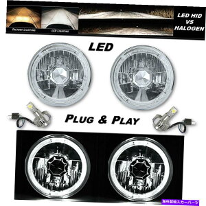 USwbhCg 5-3 / 4zCgLEDn[GWFACNX^wbhCgW / 6K LEDdyA 5-3/4 White LED Halo Angel Eye Crystal Clear Headlight w/ 6k LED Light Bulb Pair