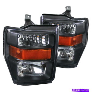 US�w�b�h���C�g 08-10�t�H�[�hF250 / F350 / F450�X�[�p�[�f���[�e�B�u���b�N�N���A�w�b�h���C�g�����y�A For 08-10 Ford F250/F350/F450 Super Duty Black Clear Headlights Replacement Pair