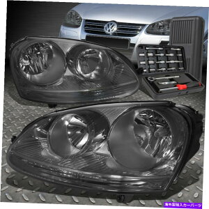 USwbhCg 05-10tHNX[QWFb^ETMNX^wbhCgwbhv+c[ZbgX[N FOR 05-10 VOLKSWAGEN JETTA RABBIT CRYSTAL HEADLIGHT HEAD LAMPS+TOOL SET SMOKED