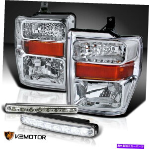 USwbhCg tBbg2008-2010tH[hF250 F350 F450 Superduty ChromewbhCg+ 8-LEDtHOv Fit 2008-2010 Ford F250 F350 F450 SuperDuty Chrome Headlights+8-LED Fog Lamps