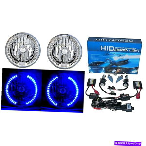 USwbhCg 7 "HIDu[SC LEDn[OGWFACwbhCg6000K 6KCgv̓dyA 7" HID Blue Sc LED Halo Ring Angel Eyes Headlight 6000K 6K Light Lamp Bulbs Pair