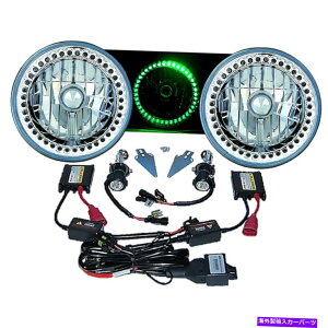 USwbhCg 7 "HIDO[LEDn[OGWFACwbhCg6000K 6KCgvdyA501 7" HID Green LED Halo Ring Angel Eye Headlight 6000K 6K Light Lamp Bulb Pair 501