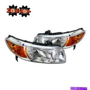 USwbhCg 06-11z_VrbN2DR FAN[yJDX^CNwbhCgW /Ao[tN^[ For 06-11 Honda Civic 2dr FA Coupe JD Style Chrome Headlights w/Amber Reflector