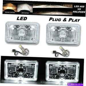 USwbhCg 4×6zCgn[GWFACH4NX^NAwbhCgwbhvW / 6K LEDdyA 4X6 White Halo Angel Eye H4 Crystal Clear Headlight Headlamp w/ 6k LED Bulb Pair