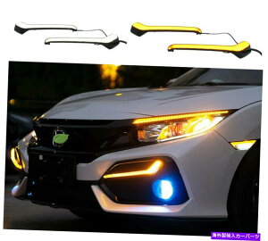 US�w�b�h���C�g LED�t�H�O���C�g���ԃ����j���O�����vDRL�^�[���V�O�i���z���_�V�r�b�N LED Fog Light Daytime Running Lamp DRL Turn Signal For 2019-2021 Honda Civic