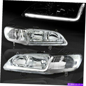 USヘッドライト 1998-2002ホンダアコードDRL LEDクロームハウジングヘッドライトW /クリアリフレクタ For 1998-2002 Honda Accord DRL LED Chrome Housing Headlights W/Clear Reflector