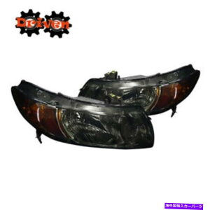 USwbhCg 06-11z_VrbN2DR FAN[yJDX^CX[NwbhCgW /Ao[tN^[ For 06-11 Honda Civic 2dr FA Coupe JD Style Smoked Headlights w/Amber Reflector
