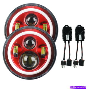 US�w�b�h���C�g Jeep Wrangler JK�̂��߂̐Ԃ��n���[7 ''���g�w�b�h���C�gLED�쓮���C�gDRL +�f�R�[�_�[ Red Halo 7'' Moto Headlight LED Driving Light DRL +Decoder for Jeep Wrangler JK
