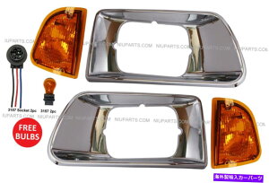 USwbhCg 4 PCSR{ - wbhCgx[N[W /R[i[vLHRHiFITFKENWORTH T300j 4 Pcs Combo - Headlight Bezel Chrome w/ Corner Lamp LH & RH (Fit: Kenworth T300)