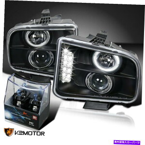 USwbhCg FIT 2005-2009tH[h}X^OubNLED HalovWFN^[wbhCg+ H1nQd Fit 2005-2009 Ford Mustang Black LED Halo Projector Headlights+H1 Halogen Bulbs