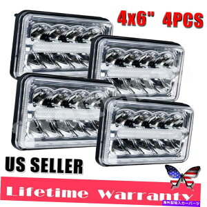USwbhCg 4×6 "`̃vWFN^[LEDwbhCgꂽn[DRLv̂߂FreightLiner 4x6" Rectangular Projector LED Headlights Sealed Halo DRL Lamp For Freightliner