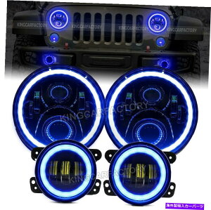 USwbhCg JEEPO[JK JKU 2007-2018 Halo 7 "LEDwbhCgtHOCgDRLR{Lbg For Jeep Wrangler JK JKU 2007-2018 Halo 7" LED Headlight Fog Light DRL Combo Kit