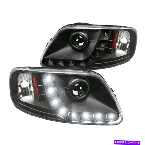 USwbhCg 1997N2003NtH[hF150 ExpeditionubNvWFN^[wbhCgW / LED DRLv For 1997-2003 Ford F150 Expedition Black Projector Headlights w/ LED DRL Lamps