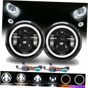 USwbhCg 7 "C`EhLEDɂLo Headlights Halo Angle̖ڂJeep Wrangler JK LJ TJ TJ CJ 7" Inch Round LED Hi Lo Headlights Halo Angle Eyes For Jeep Wrangler JK LJ TJ CJ