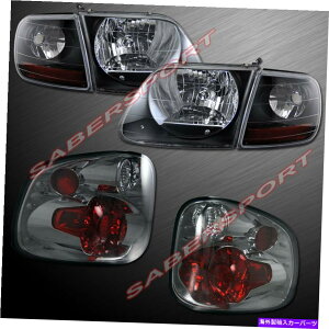 US�w�b�h���C�g ���̃w�b�h���C�g+ 1997.8-2000 F-150 Superlew Flareside�̂��߂̉��^���C�g Black Headlights + Smoke Taillights for 1997.8-2000 F-150 SuperCrew Flareside�y���s�A���i�z