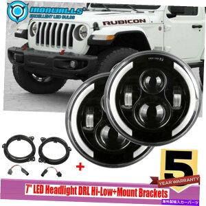 USwbhCg tBbg2018-19W[vO[JL 200W 7 "LEDwbhCgDRL Hi-Low +}EguPbg Fit 2018-19 Jeep Wrangler JL 200W 7" Led Headlight DRL Hi-Low + Mount Brackets