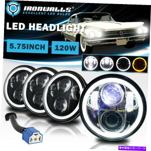 USwbhCg 4s[X5.75 "5-3 / 4 LEDwbhCg̍DRLVg̖ڃvWFN^[v̂߂̃rCbN 4Pcs 5.75" 5-3/4 LED Headlights High Low DRL Angel Eyes Projector Lamp for Buick