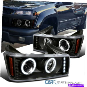 USwbhCg 04-12̃V{[RhGMCLjIvWFN^[wbhCgW / LEDn[+E For 04-12 Chevy Colorado GMC Canyon Projector Headlights w/ LED Halo Left+Right