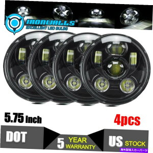 USwbhCg 4PCS 5.75 "5 3/4ی^KXLEDwbhCgvWFN^[Hi-Lor[V[ 4PCS 5.75" 5 3/4 Round Clear Glass LED Headlights Projector HI-Lo Beam Sealed
