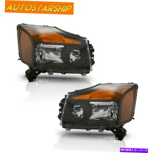 US�w�b�h���C�g 2004-15���Y�^�C�^��2004-07 Armada�N���A�����Y�̍��E�T�C�h�w�b�h���C�g Left & Right Side Headlights for 2004-15 Nissan Titan 2004-07 Armada Clear Lens