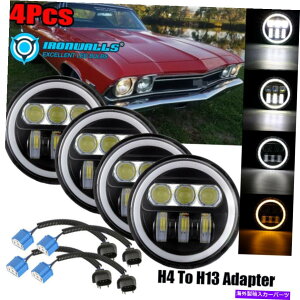 USwbhCg 4X 5.75 "LEDvWFN^[̃wbhCg̊px̖ڂ̊px̋߂Corvettes Impala Chevy 4x 5.75"in LED Projector Headlight Angle Eyes DRL Fit for Corvettes Impala Chevy