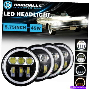 USwbhCg 4s[X5.75 "vWFN^[LEDwbhCg1958-1975re[WrCbN̂߂DRLVg̖ 4Pcs 5.75" Projector LED Headlights DRL Angel Eyes for 1958-1975 Vintage Buick