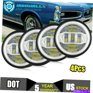 USwbhCg 4PCS 5.75 "5 3/4EhH4NLEDwbhCgV[r[W / DRLOv 4pcs 5.75" 5 3/4 Round H4 Chrome LED Headlights Sealed Beam w/DRL Ring Lamp